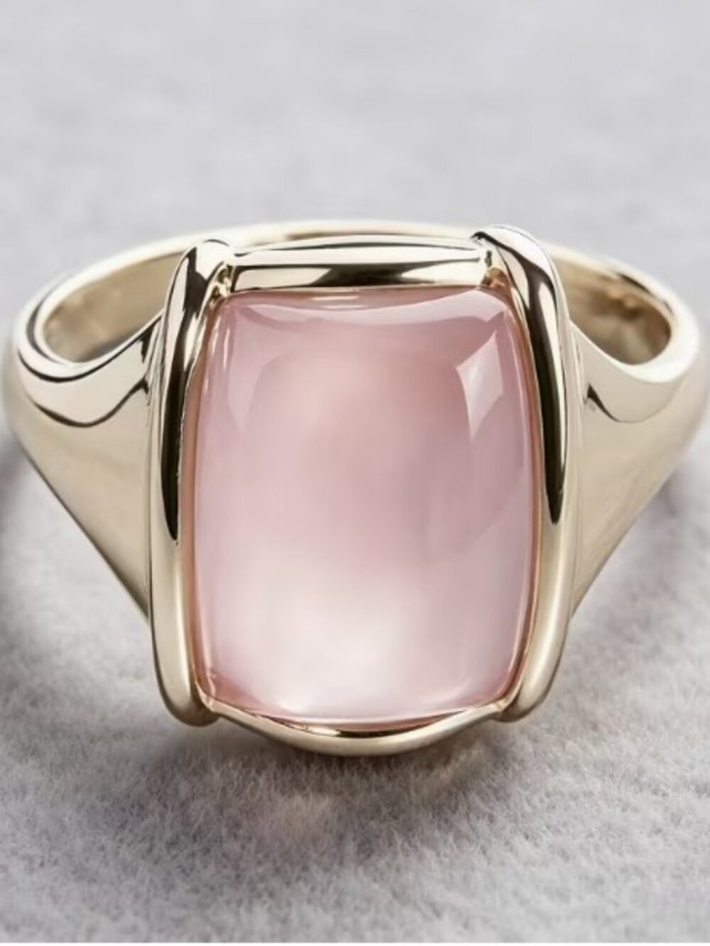 925 Sterling Silver Rectangular Pink Rose Signet Ring Size 11 Pink Gemstone